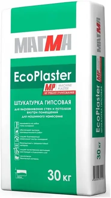 Магма EcoPlaster MP штукатурка гипсовая для выравнивания стен и потолков внутри (30 кг)