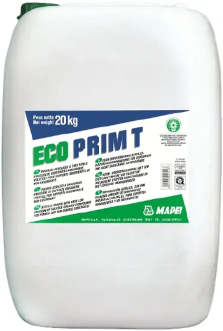 Mapei Eco Prim T акриловая вододисперсионная грунтовка без растворителей (20 кг) белая