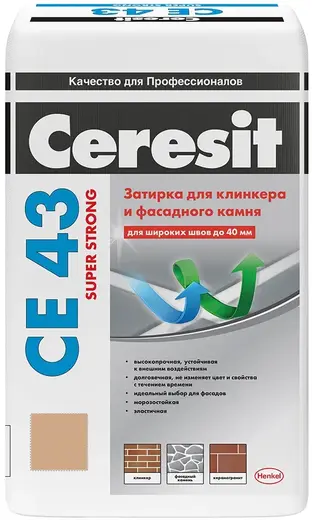 Ceresit CE 43 Super Strong затирка высокопрочная эластичная для широких швов (25 кг) №46 карамель