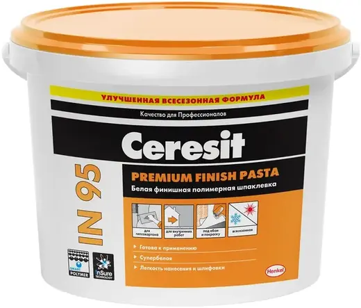 Ceresit IN 95 Premium Finish Pasta готовая финишная полимерная шпаклевка (5 кг)