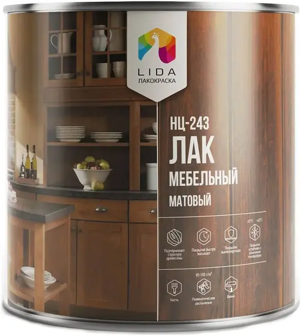 Лакокраска Lida НЦ-243 лак мебельный (40 кг) матовый