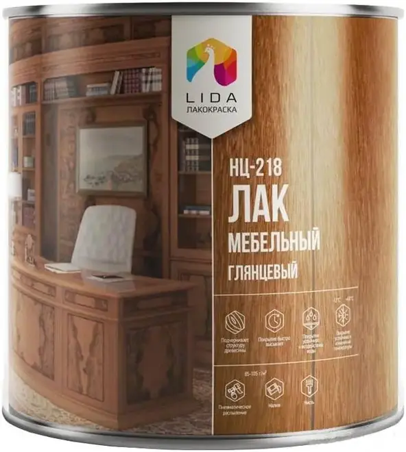 Лакокраска Lida НЦ-218 лак мебельный (40 кг) глянцевый