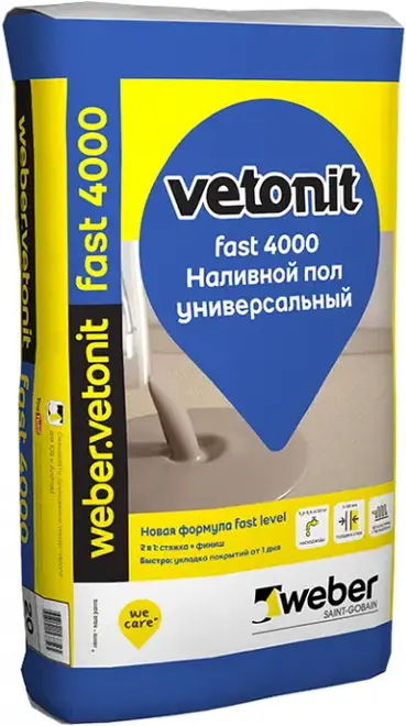 Вебер Ветонит Fast 4000 универсальный наливной пол (20 кг)