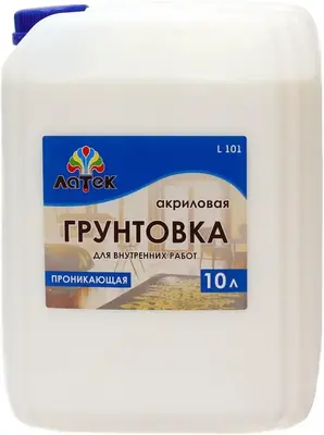 Латек Л 101 акриловая грунтовка для внутренних работ проникающая (10 л)