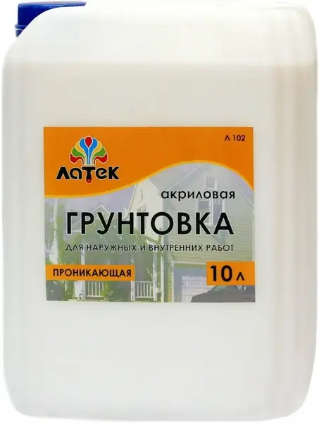 Латек Л 102 акриловая грунтовка проникающая (10 л) бесцветная