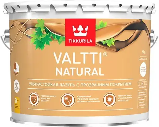 Тиккурила Valtti Natural ультрастойкая лазурь с прозрачным покрытием (9 л)