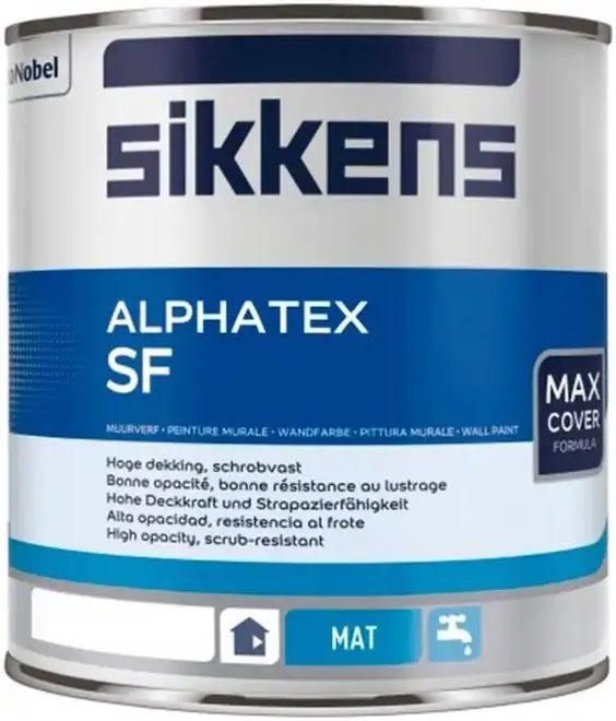 Sikkens Wood Coatings Alphatex SF матовая эмульсионная краска для минеральных поверхностей (1 л) белая база W05