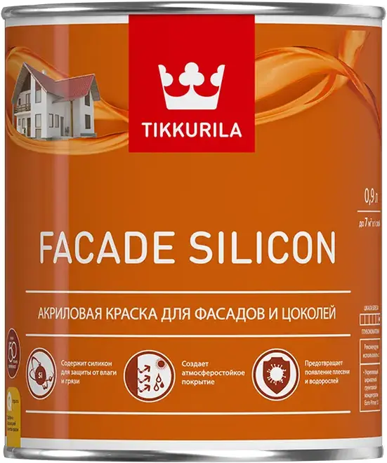 Тиккурила Facade Silicon акриловая краска для фасадов и цоколей (900 мл) белая