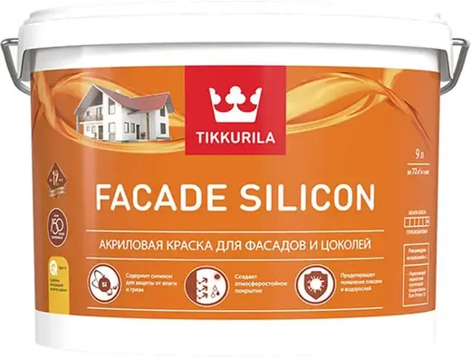 Тиккурила Facade Silicon акриловая краска для фасадов и цоколей (9 л) бесцветная