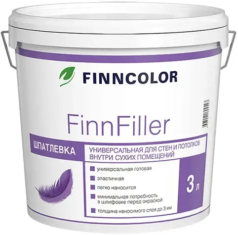 Финнколор Finnfiller шпатлевка универсальная для стен и потолков (3 л)