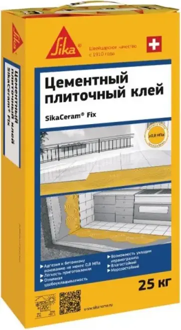 Sika Sikaceram Fix цементный плиточный клей (25 кг)