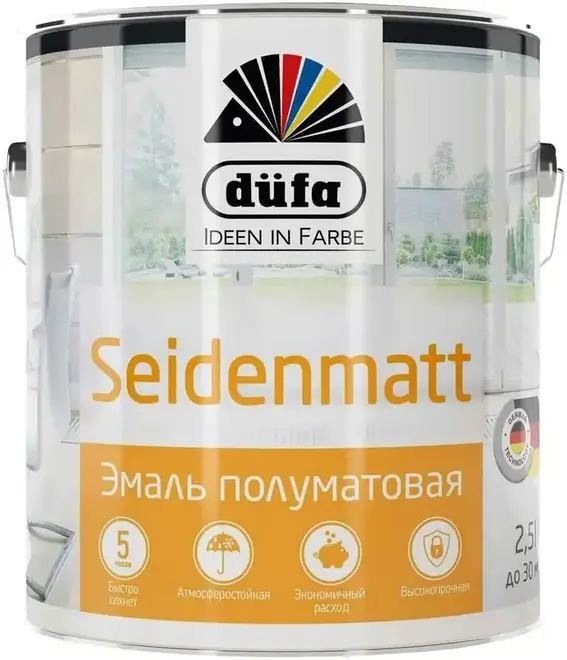 Dufa Retail Seidenmatt эмаль полуматовая (2.5 л) белая