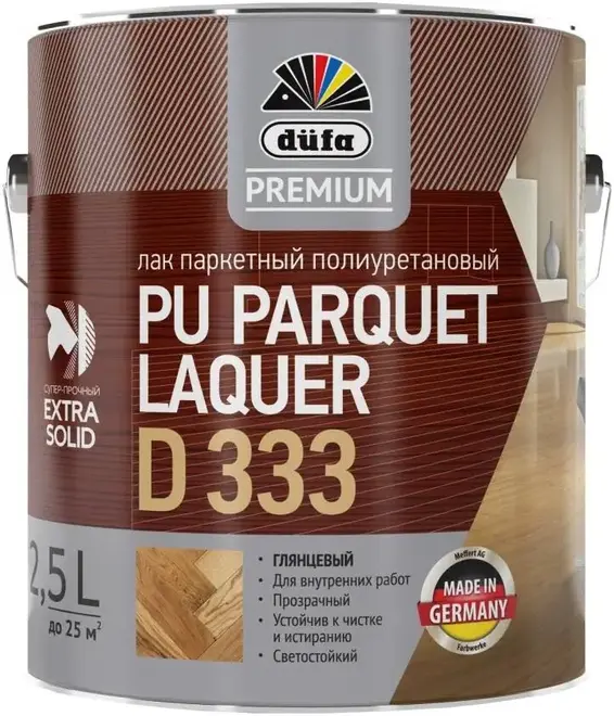 Dufa Premium PU Parquet Laquer D333 лак паркетный полиуретановый (2.5 л) глянцевый