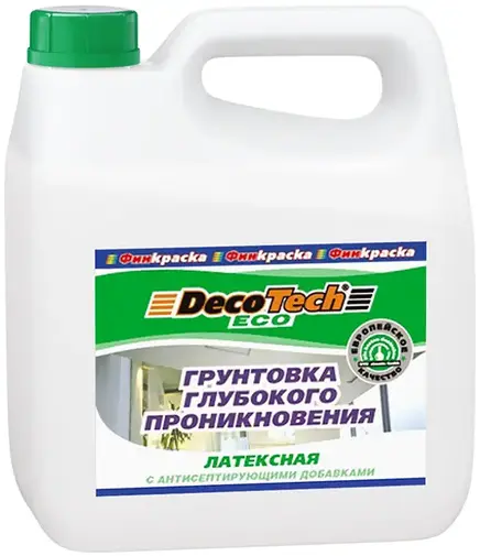 Decotech Eco грунтовка глубокого проникновения латексная (3 л) молочно-белая