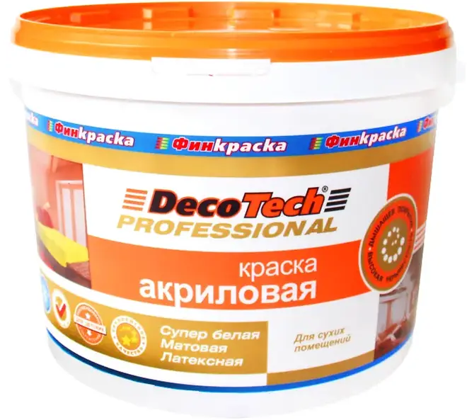 Decotech Professional краска акриловая латексная (10 л) супербелая