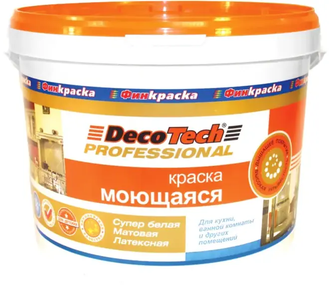 Decotech Professional краска моющаяся латексная (10 л) супербелая