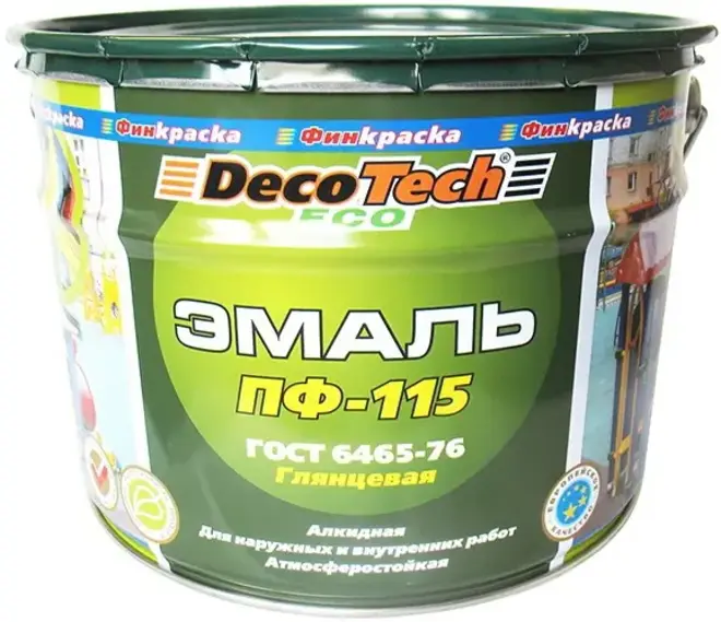 Decotech Eco ПФ-115 эмаль алкидная для наружных и внутренних работ (10 кг) желтая