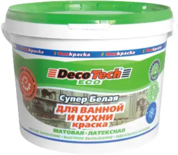Decotech Eco краска для ванной и кухни латексная (13 кг) супербелая