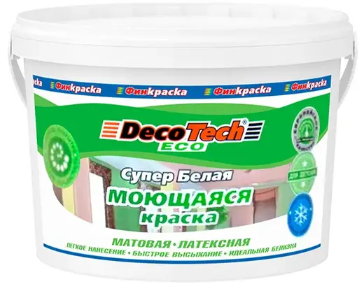 Decotech Eco краска моющаяся латексная (14 кг) супербелая