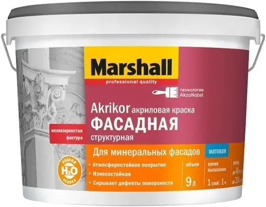 Marshall Akrikor акриловая краска фасадная структурная (9 л) бесцветная