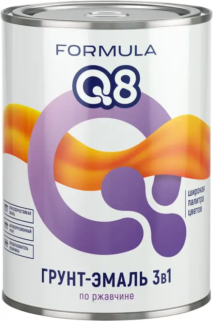 Formula Q8 грунт-эмаль 3 в 1 по ржавчине антикоррозионная (900 г) черная