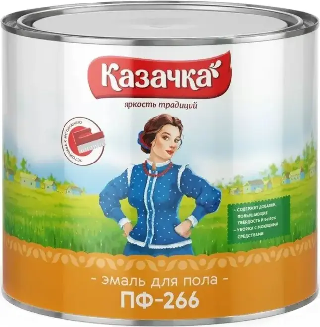 Казачка ПФ-266 эмаль алкидная для пола (1.9 кг) красно-коричневая