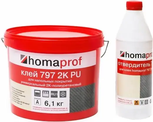 Homa Homaprof 797 2K PU клей для напольных покрытий универсальный полиуретановый (7 кг (6.1 кг + 0.9 кг)