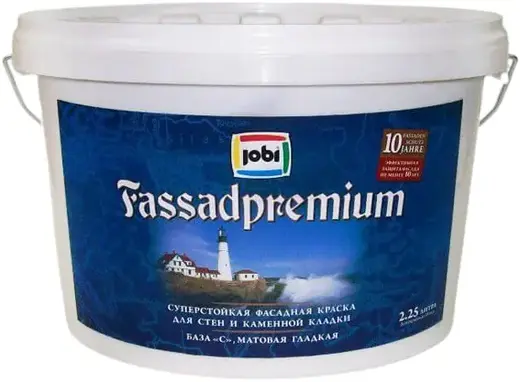 Jobi Fassadpremium суперстойкая краска для стен и каменной кладки акриловая (2.25 л) бесцветная база C морозостойкая
