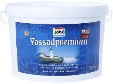 Jobi Fassadpremium суперстойкая краска для стен и каменной кладки акриловая (9 л) бесцветная база C морозостойкая