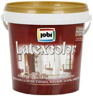 Jobi Latexcolor износостойкая моющаяся краска гладкая интерьерная (900 мл) бесцветная база C морозостойкая