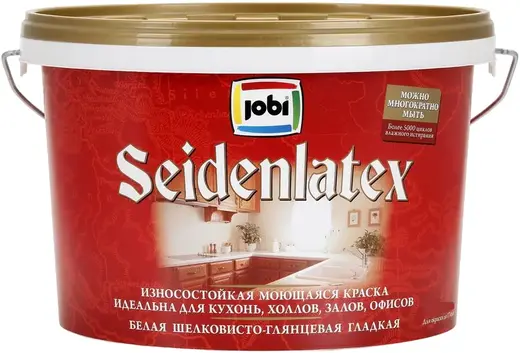 Jobi Seidenlatex износостойкая моющаяся краска шелковисто-глянцевая гладкая (2.25 л) бесцветная