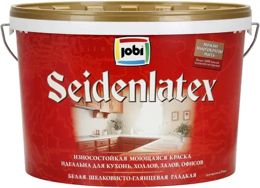 Jobi Seidenlatex износостойкая моющаяся краска шелковисто-глянцевая гладкая (9 л) бесцветная