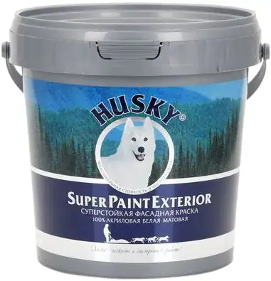 Хаски Super Paint Exterior суперстойкая фасадная краска 100% акриловая (900 мл) белая