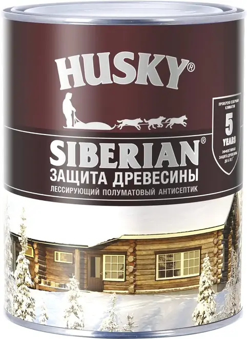 Хаски Siberian защита древесины лессирующий антисептик (900 мл) дуб