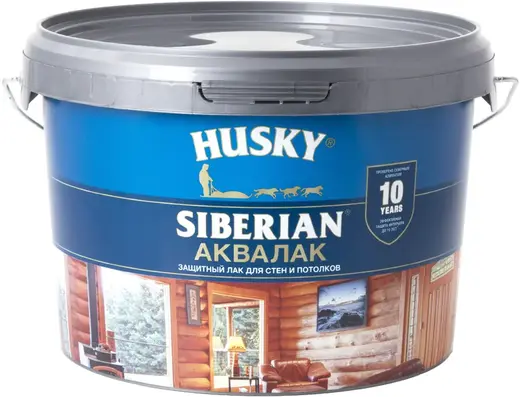 Хаски Siberian Аквалак защитный лак для стен и потолков (9 л)