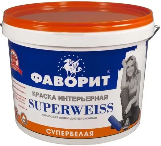 Фаворит ВД-АК-20 И Superweiss краска интерьерная акриловая водно-дисперсионная (15 кг) супербелая