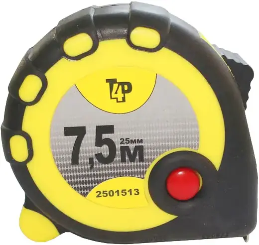 T4P рулетка с фиксатором (7.5 м*25 мм) обрезиненный пластик