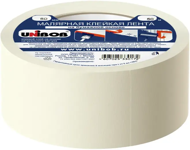 Unibob малярная клейкая лента (50*50 м) №28139