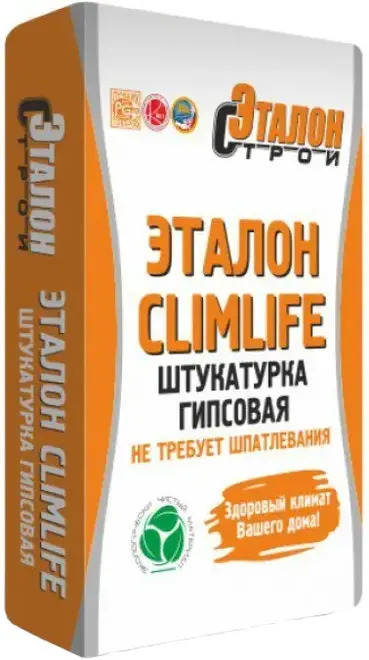 Эталон Climlife MN штукатурка гипсовая машинного нанесения (30 кг) серая