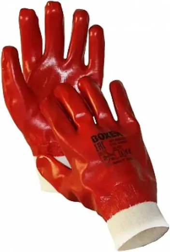 Boxer перчатки (10/XL) хлопок/ПВХ красные/белые двойное облив, манжета трикотаж