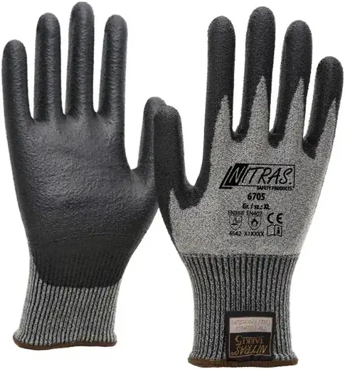 Nitras Taeki 5 перчатки (L) полиуретан серые