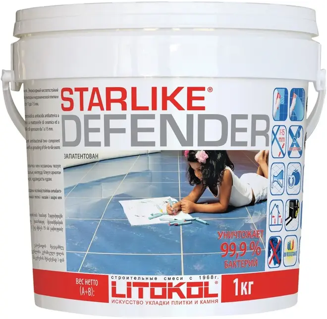 Литокол Starlike Defender эпоксидная затирочная смесь (1 кг) кристал C.350