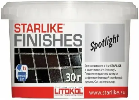 Литокол Starlike декоративная добавка для затирки Litochrom (30 г) блестящая серебристая