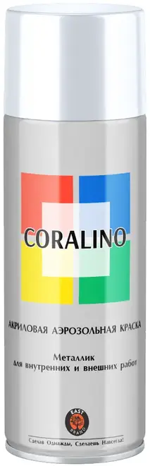 East Brand Coralino акриловая аэрозольная краска металлик (520 мл) яркий хром металлик