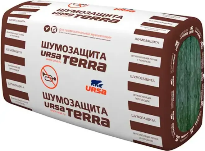 Урса Terra Шумозащита утеплитель для звукоизоляции (0.61*1.25 м/100 мм)