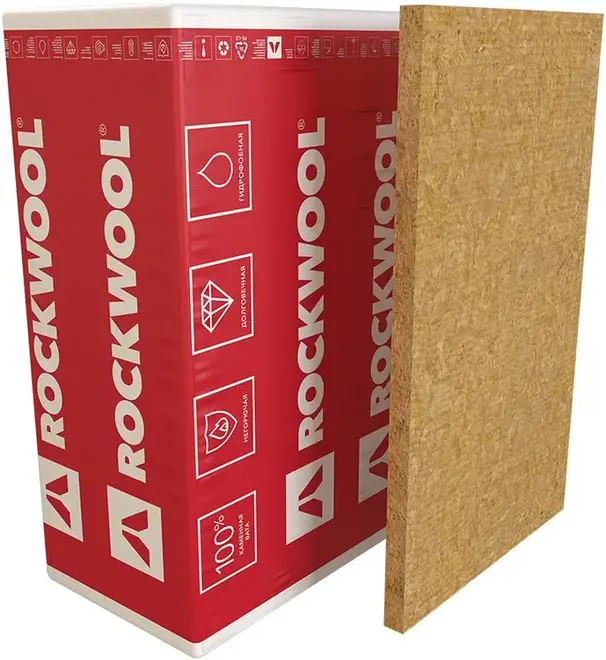 Rockwool Фасад Баттс Оптима жесткая плотная теплоизоляционная плита из каменной ваты (0.6*1.2 м/200 мм)
