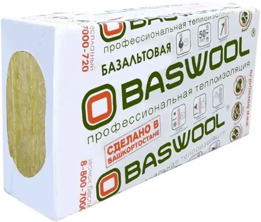 Baswool Вент Фасад 80 профессиональная теплоизоляция (0.6*1.2 м/100 мм)