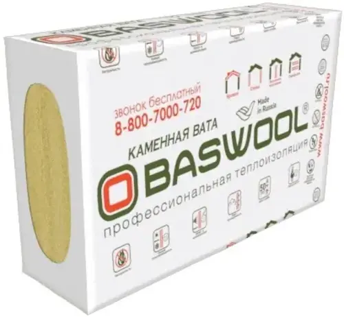 Baswool Лайт 45 профессиональная теплоизоляция (0.6*1.2 м/100 мм) 6 плит
