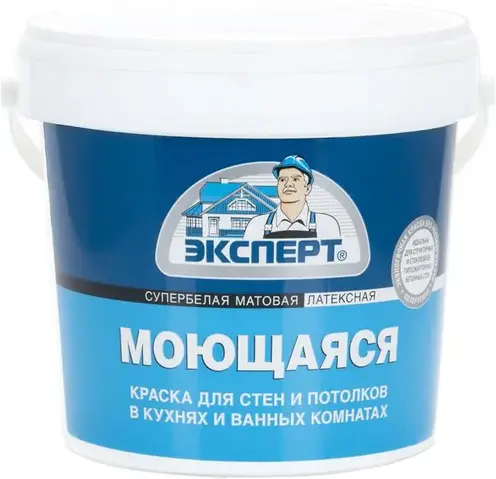 Эксперт Моющаяся супербелая водоэмульсионная латексная краска (1.3 кг) супербелая