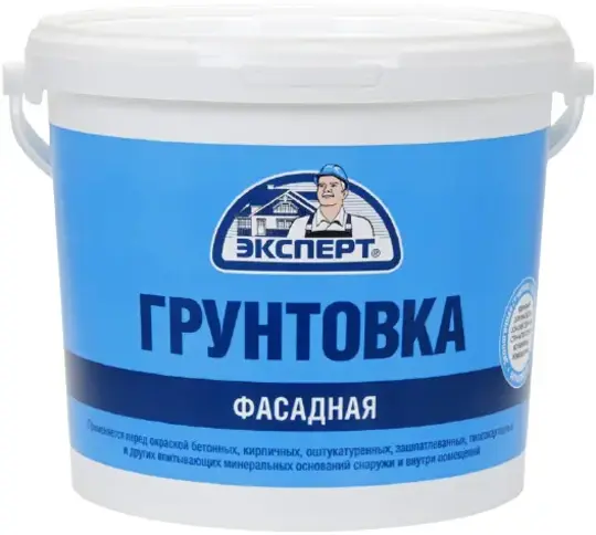 Эксперт Фасадная акриловая фасадная грунтовка для внутренних и наружных работ (5 кг) полупрозрачная неморозостойкая